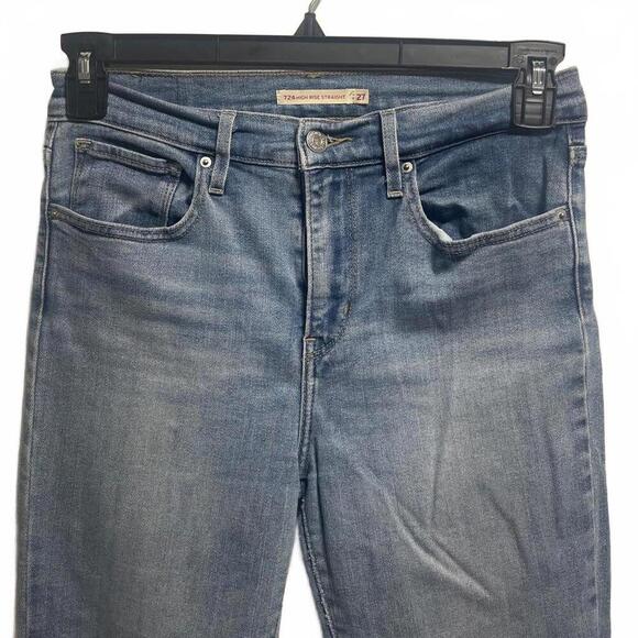 Levi's 724 High Rise Straight Jeans - Distressed Denim - Size 27 - Picture 4 of 16